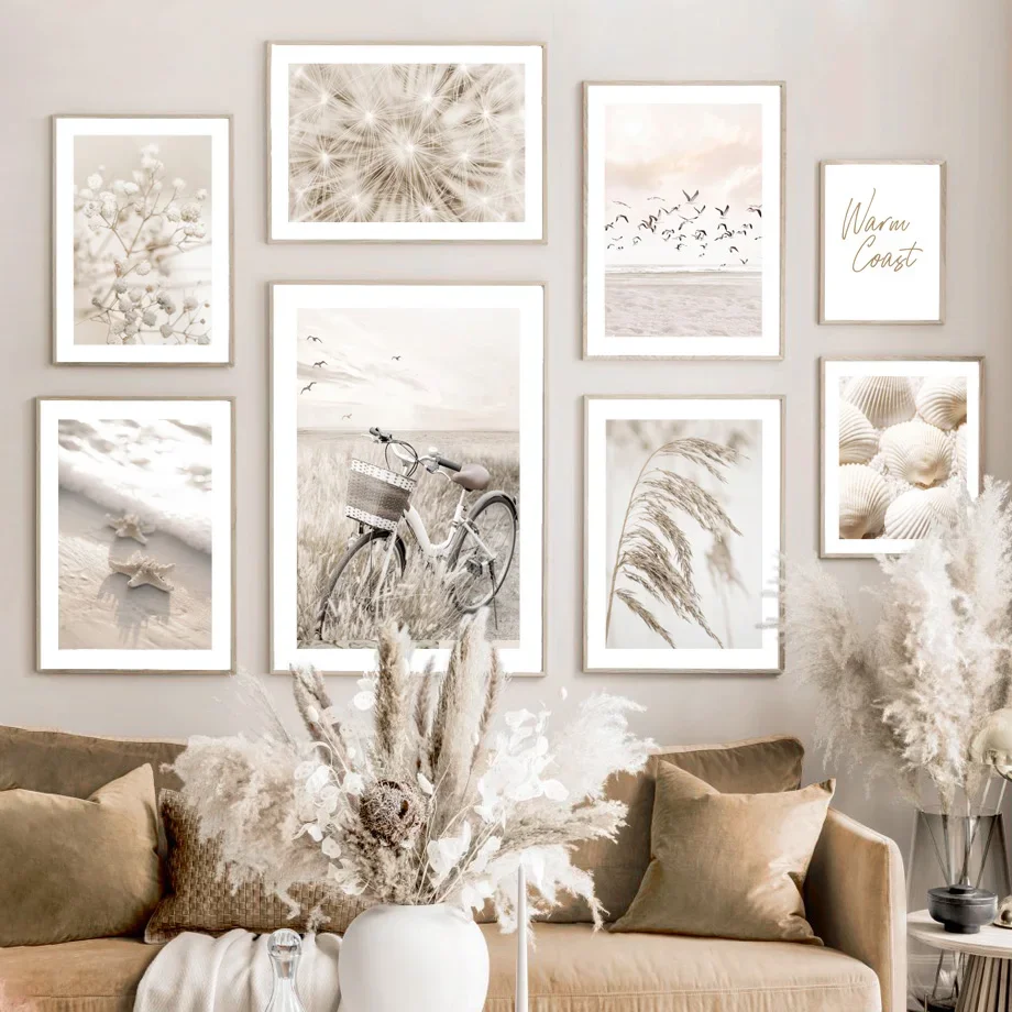 

Starfish Bicycle Reed Flower dandelion Wall Art Canvas Painting Nordic Posters And Prints Wall Pictures For Living Room Decor