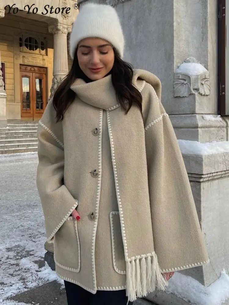 Schal Winter Outfit Mantel Damen FURTALK Damen-Schal – Extra Groß