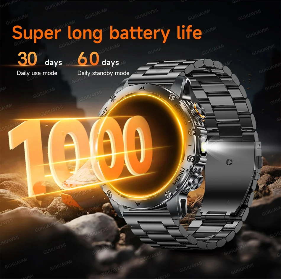 Outdoor Sport GPS Smart Watch Men 5ATM Waterproof Swim Smartwatch HD AMOLED 1000mAh Battery NFC Call Fitness Electronic Watches
