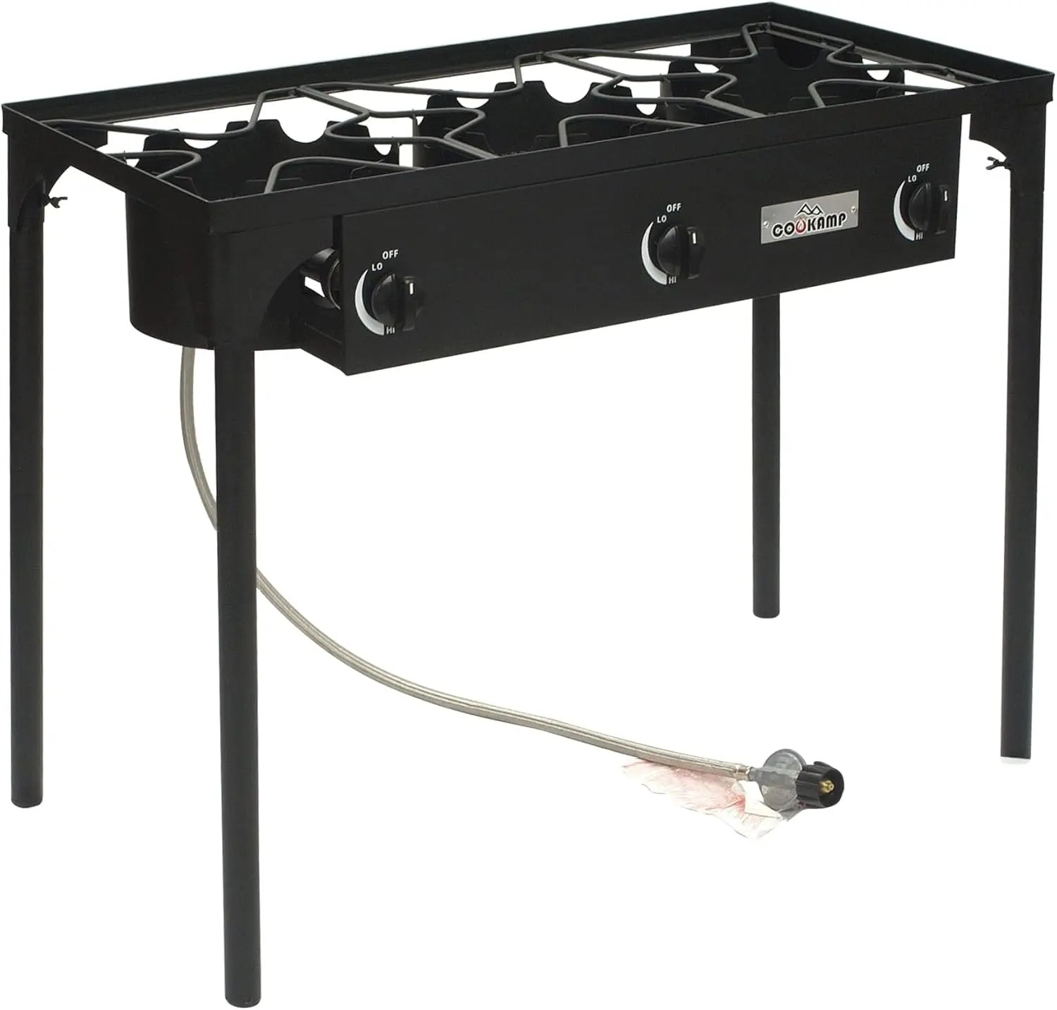 High Pressure Triple Propane Burner Outdoor Propane Camping Stove with 0-20 PSI Adjustable HighRegulator and Steel Bra