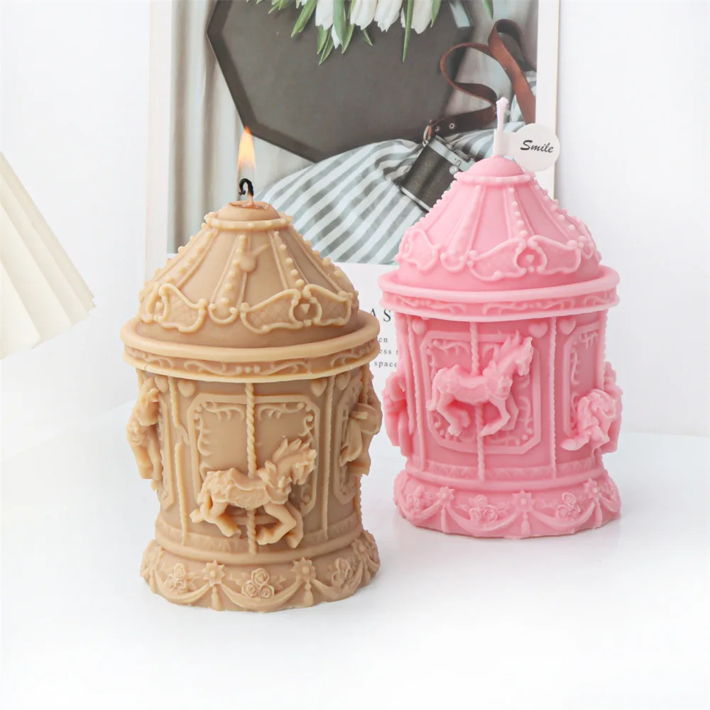 3D DIY Nordic style carousel candle silicone mold Christmas gift