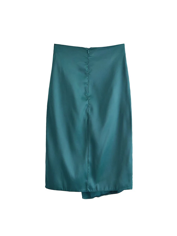 nike tennis skirt 2022 Summer Women Fashion Wrap Satin Skirts Zipper Split High waist Fashion Solid Female Elegant Street Skirt Clothing skirt top