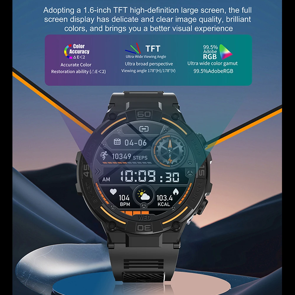 Outdoor Military Rugged Smartwatch Men GPS Sports Fitness Waterproof Watch Bluetooth Call with LED Lights Smart Watch 2025 New