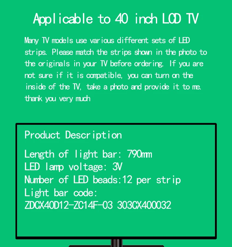 Para 4PCS 790mm 40 