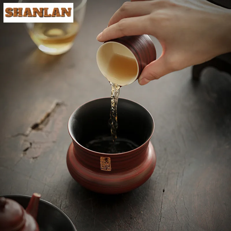 Powder Yin Hawthorn Red Ceramic Jianshui Zen Tea Washing Basin Writing-brush Washer Chaxi Tea Items Accessories 400ml Collection