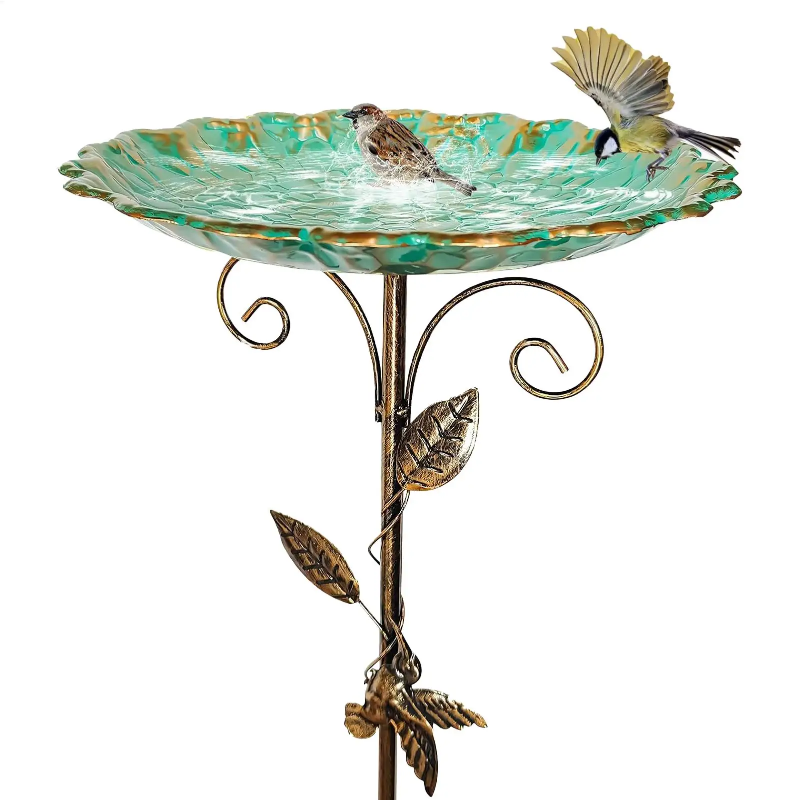 Bird Baths for Outdoor Patio Birdfeeder Metal Standing Birdbath Bowl Decorations Frost-proof Height Adjustable for Backyard Deck 1