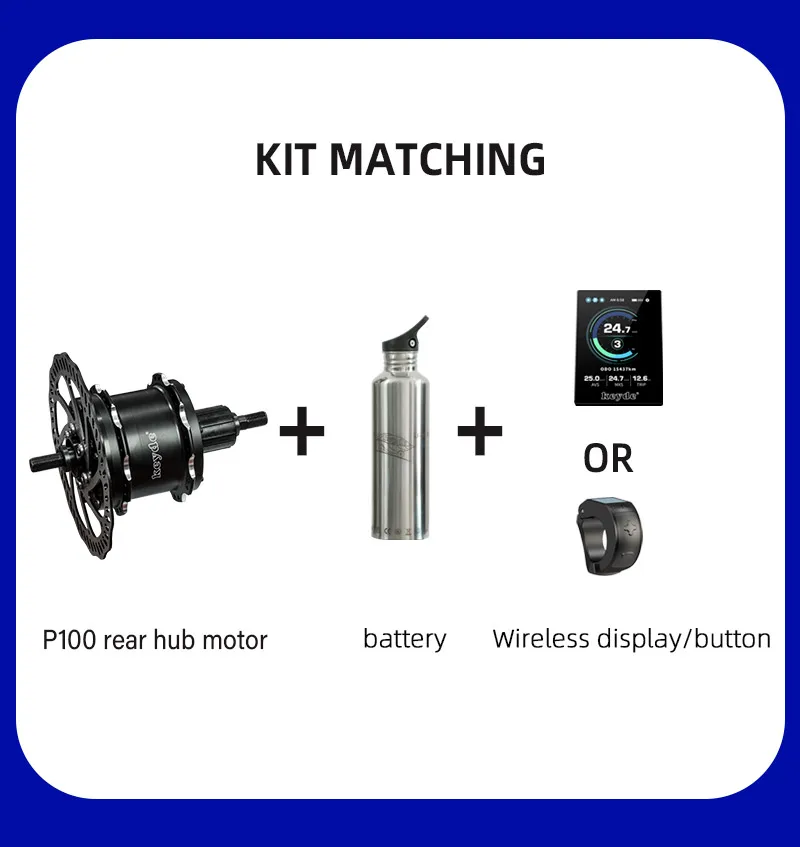 Keyde P100 rear hub motor kit wireless control torque sensor ebike conversion kit