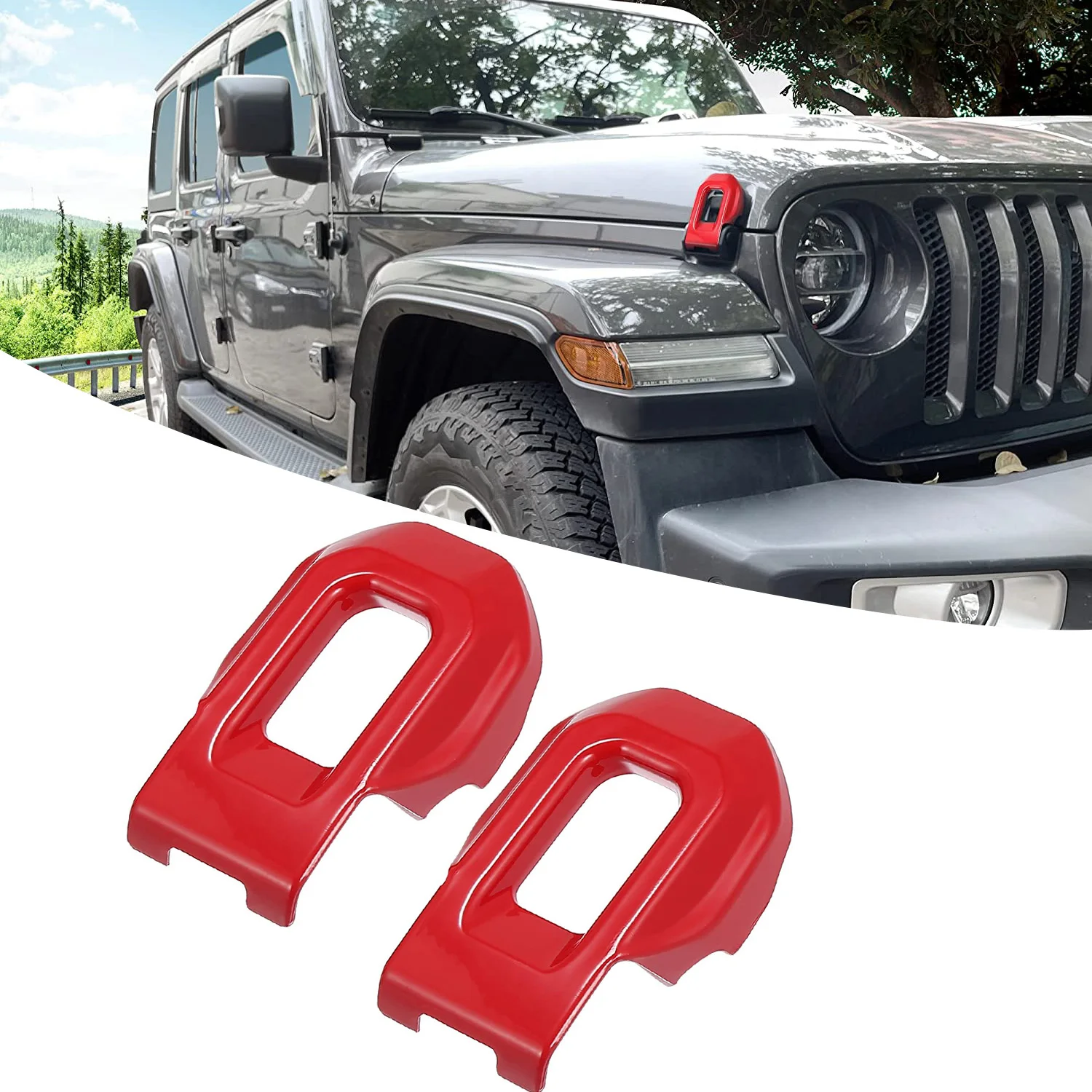 

Hood Latch Cover Lock Catch Bracket Sticker Trim for Jeep Wrangler JL JLU Gladiator JT 2018-2023