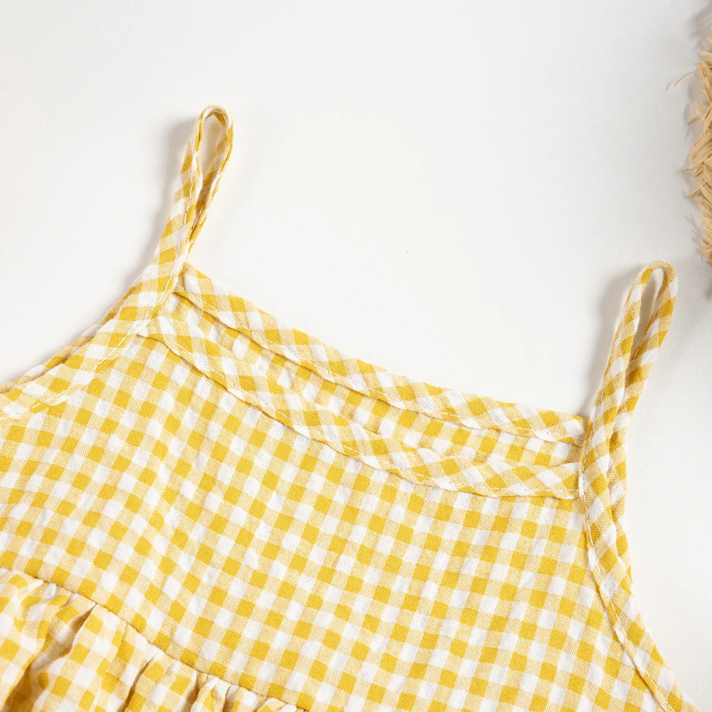 Baby Bodysuit Girls Summer Plaid Rompers Newborn Sleeveless Dress-like Onepiece Clothes
