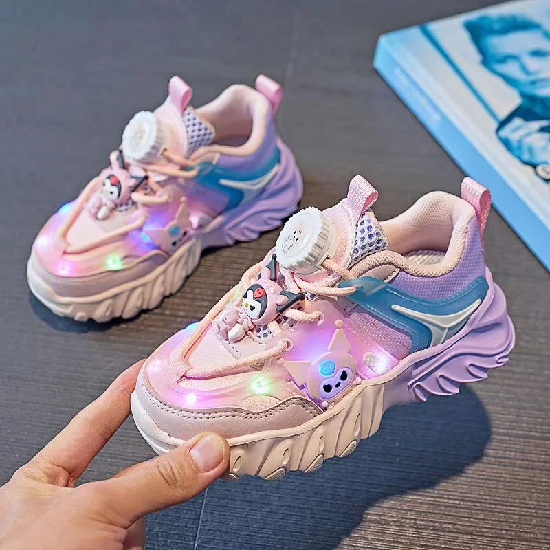 real photos New Kuromi plus size Branded Female Students Soft Girl kids Canvas Shoes child children's colorful light Skate Shoes 2
