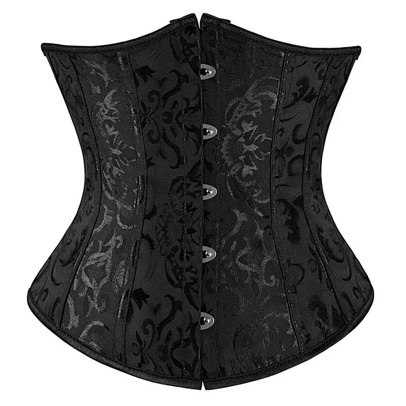 Underbust Corset Plus Size Gothic Corset Cincher Medieval Corsets for Women Jacquard Vintage Waist Corset Top Black White Purple - Image 15