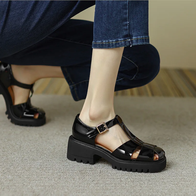 

Chunky Heels Sandals for Women Gladiators Summer Footwear Ladies Comfort Closed Toe Heeled Sandals Pumps Sandalias Mujer Verano