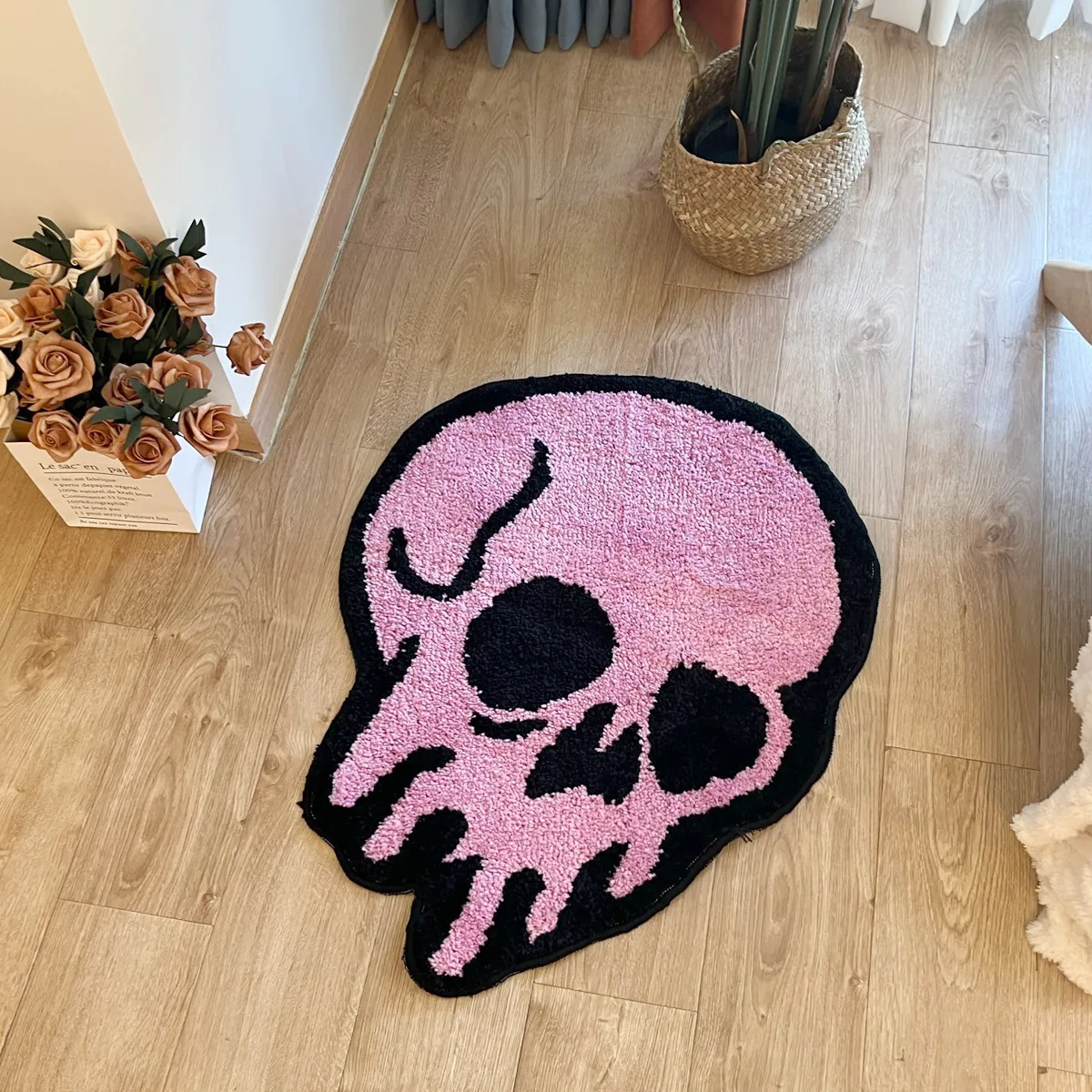 Pink Melted Skull Tufted Rug