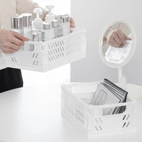 Table Top Folding Storage Basket Stackable Makeup Jewellery Toys Box Cosmetic Container Desktop Holder Crate Folding Box Basket 4