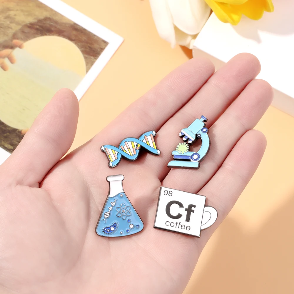 Science Brooch Science Brooch 4-Piece Science Theme Brooch Set - Microscope, DNA ...