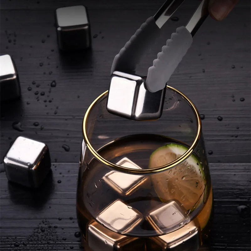 Reusable Ice Creative Metal Frozen Ice Stone Stainless Steel Wine Whisky Stone Thickening Household Bar Party Grain of Cubes