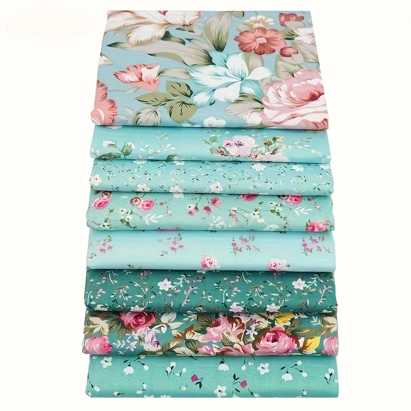 8 teile/los Grüne Serie Gedruckt Dekorative Baumwolle Stoff, Patchwork Tuch, Puppe Handarbeit Tuch, DIY Nähen Quilten Material, geeignet