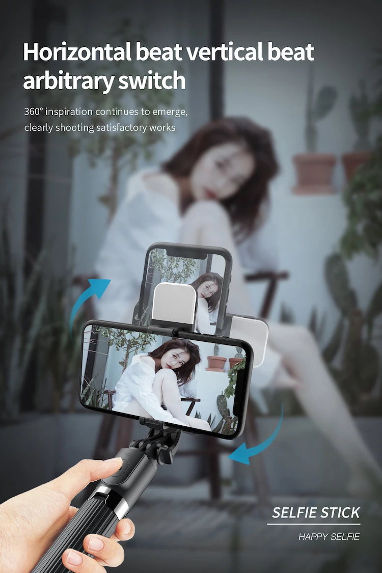 L03S 무선 핸드헬드 짐벌 스태빌라이저 확장형 셀카봉 삼각대 스탠드 (필 라이트 포함)