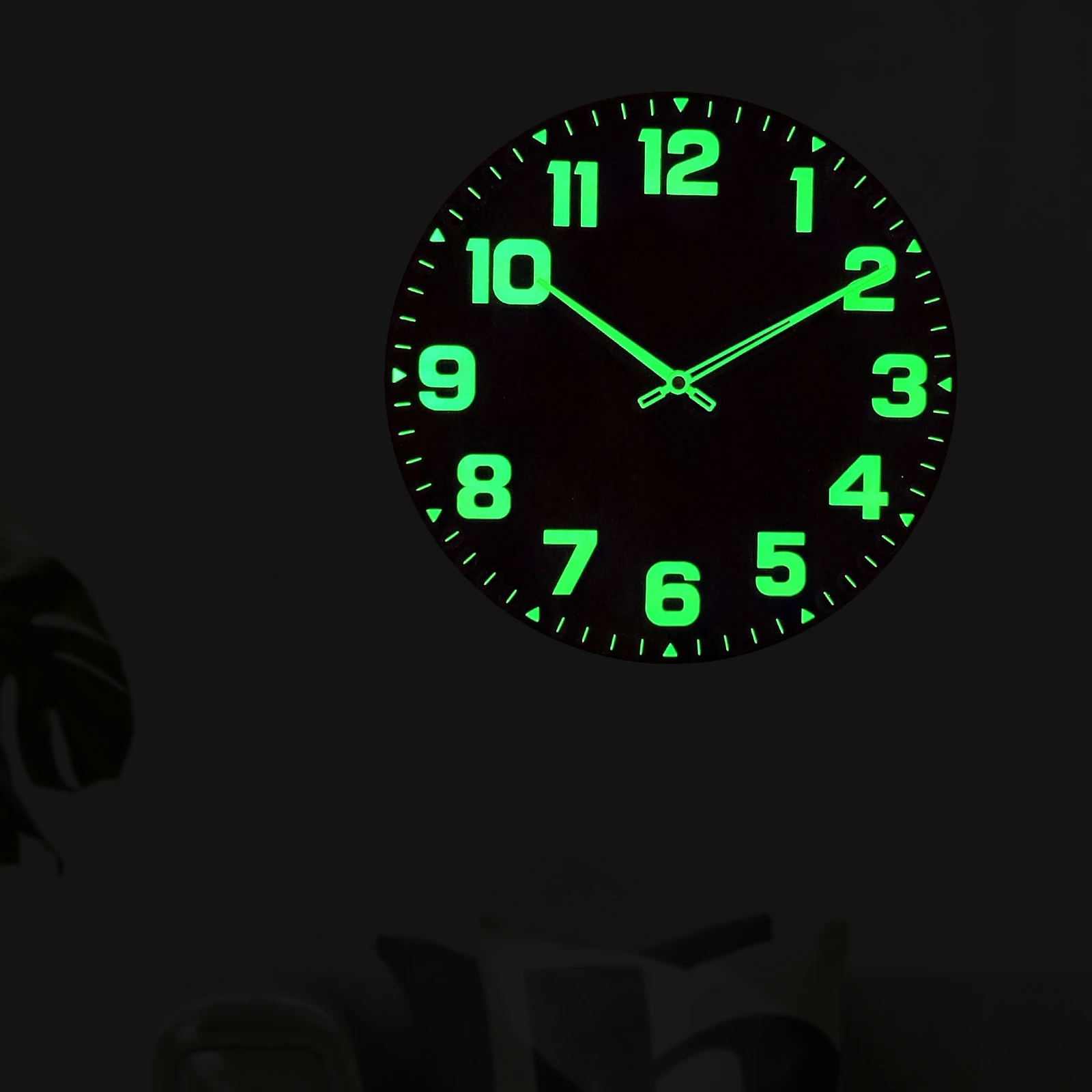 

Luminous Wall Clocks Wooden Glow in The Dark Clock 12 inch Silent Non-Ticking Lighted Wall Clock Battery Operated Night Light