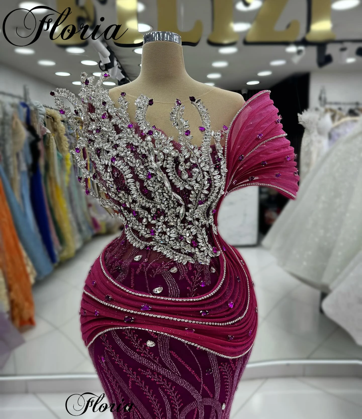 Burgundy Cocktail Dresses Mermaid Sleeveless Prom Dresses Elegant Crystals Celebrity Vestidos Femenino