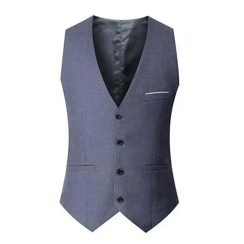 Men's Casual Business Vests Slim Fit Formal Business Vest Large Size Waistcoat for Suit or Tuxedo Wedding Formal Prom 2