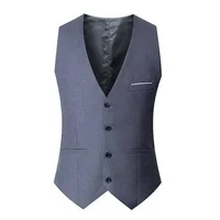Men's Casual Business Vests Slim Fit Formal Business Vest Large Size Waistcoat for Suit or Tuxedo Wedding Formal Prom 2