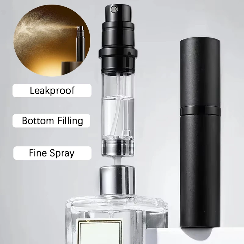 Mini Aluminum Spray Perfume Atomizer 5ML Empty Refillable Storage Bottle Portable Cosmetics Traveling