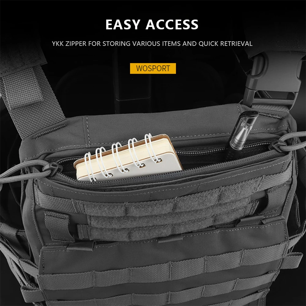 Tactical Zipper Easy Install Sports Training Zipper Noiseless Insert Pouch Storage Pocket Cover for Crye AVS Vest