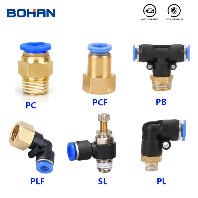 1PCS Air Pneumatic Fittings 4mm 6mm 8mm 10mm 12mm Water Hose Connector Tube PCF/PC/PL/SL/PB/PLF 1/4&quot 1/8&quot 3/8&quot 1/2&quotBSPT Male |