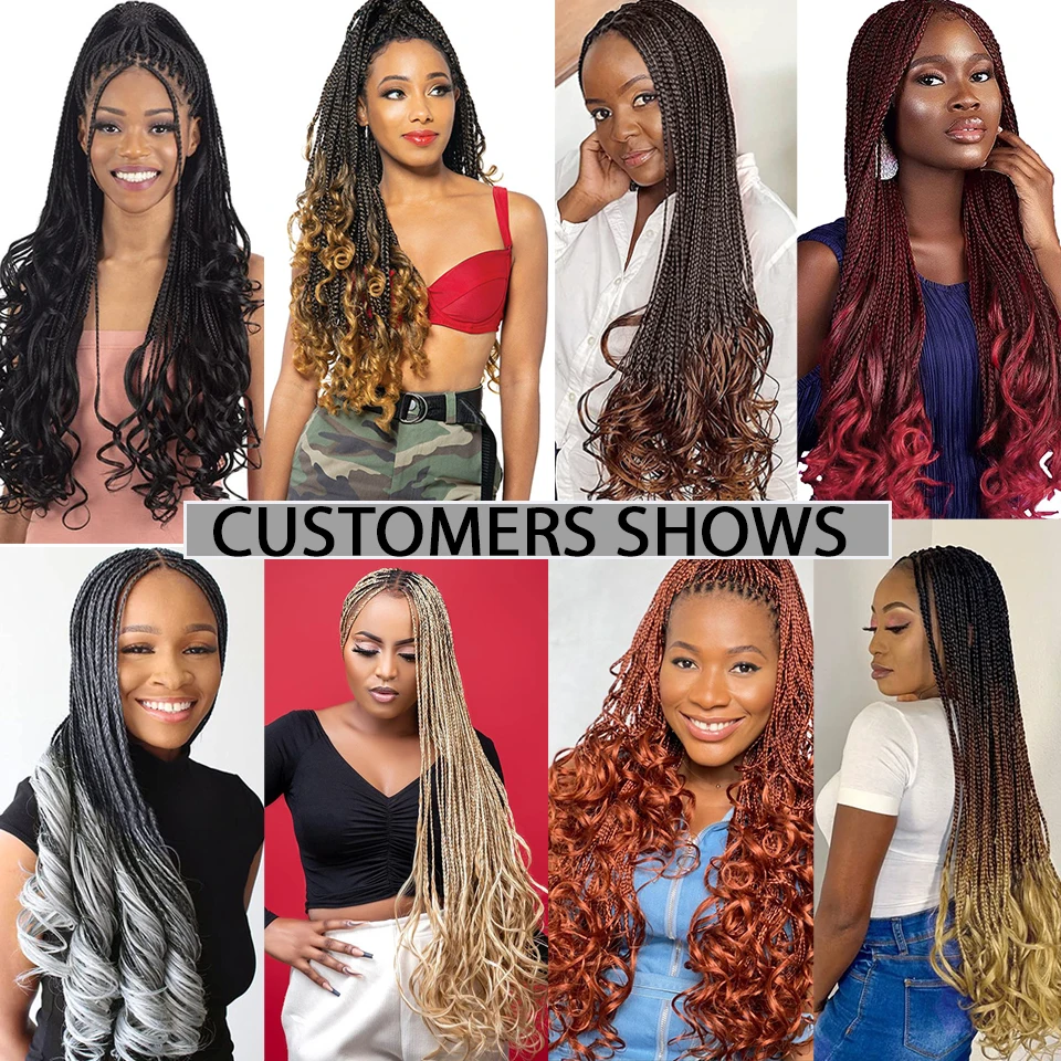 1-8 Packs Crochet French Curl Braids Ginger 350 30 27 Bug Colors Goddess French Curls Box Braids Crochet Braiding Hair for Women 6