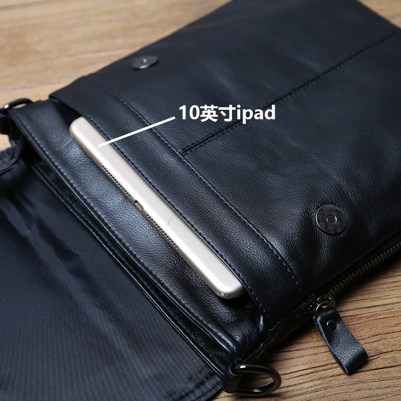 NZPJ Casual Leather Men's Shoulder Bag Versatile Top Layer Cowhide Crossbody Bag Trendy Ladies Small Backpack for 10-inch iPad