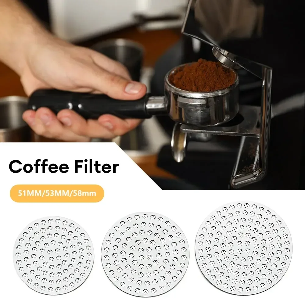 51/53/58mm Reusable Metal Double Coffee Filter Secondary Water Separator Heat Resistant Professional Espresso Accessory