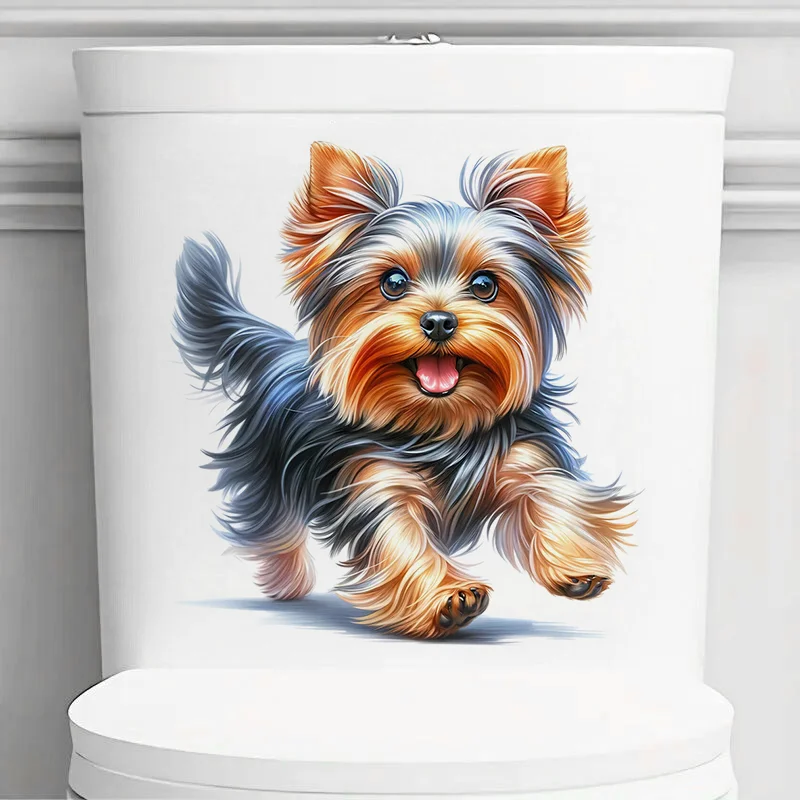 T2051#Yorkie Toilet Stickers Decoration for Living Room Wall Bedroom and Home Decor Car Decals Self-Adhesive