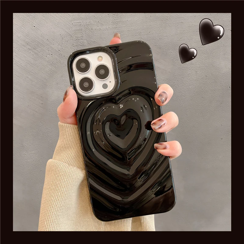 thumbnail image 1 of Funda de teléfono con diseño de corazón brillante para iPhone 16, 15, 14, 13, 12, 11 Pro Max, bonita y lujosa funda trasera de silicona suave a prueba de golpes, 1 of 5