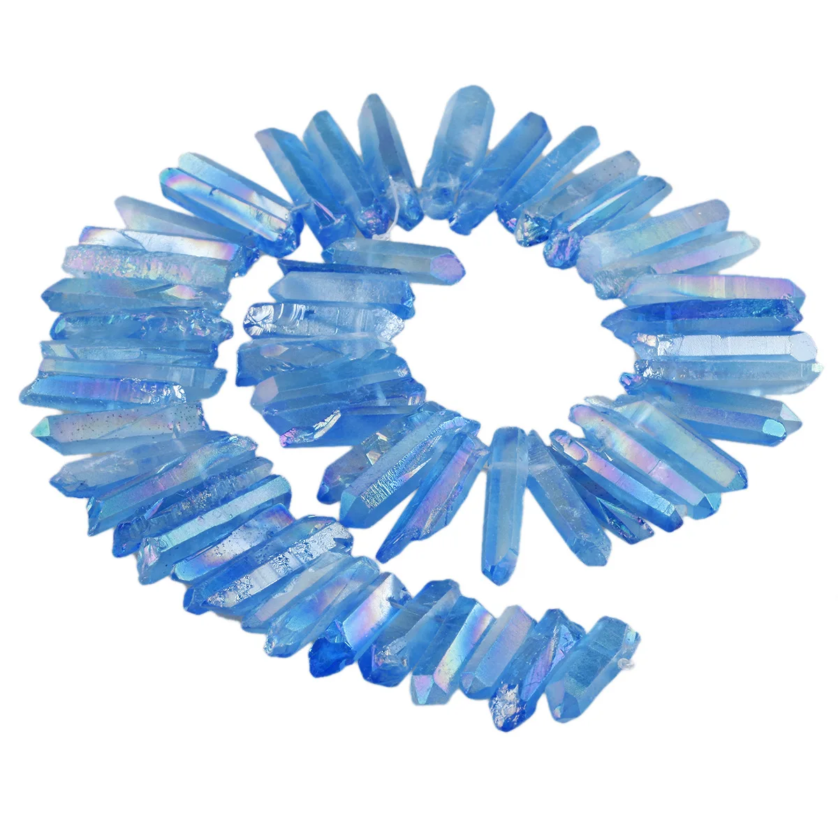 

Natural Loose Rough Crystal Points Beads for Crafts Jewelry Making Raw Rock Quartz Bulk Crushed Titanium Coated Top Drilled