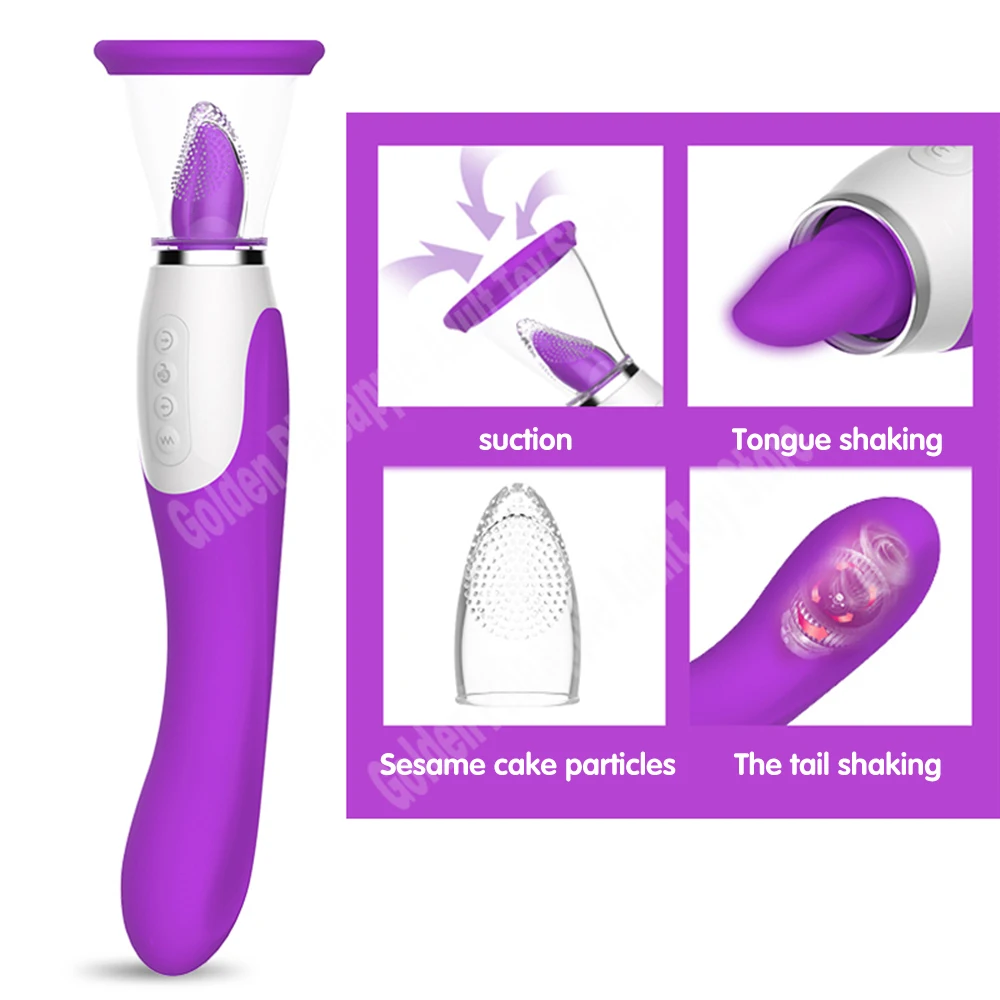 Heating Nipple Sucker Tongue Licking Clitoris Stimulator Vagina Sucking Dildo Vibrator Blowjob for Women Orgasm Masturbator