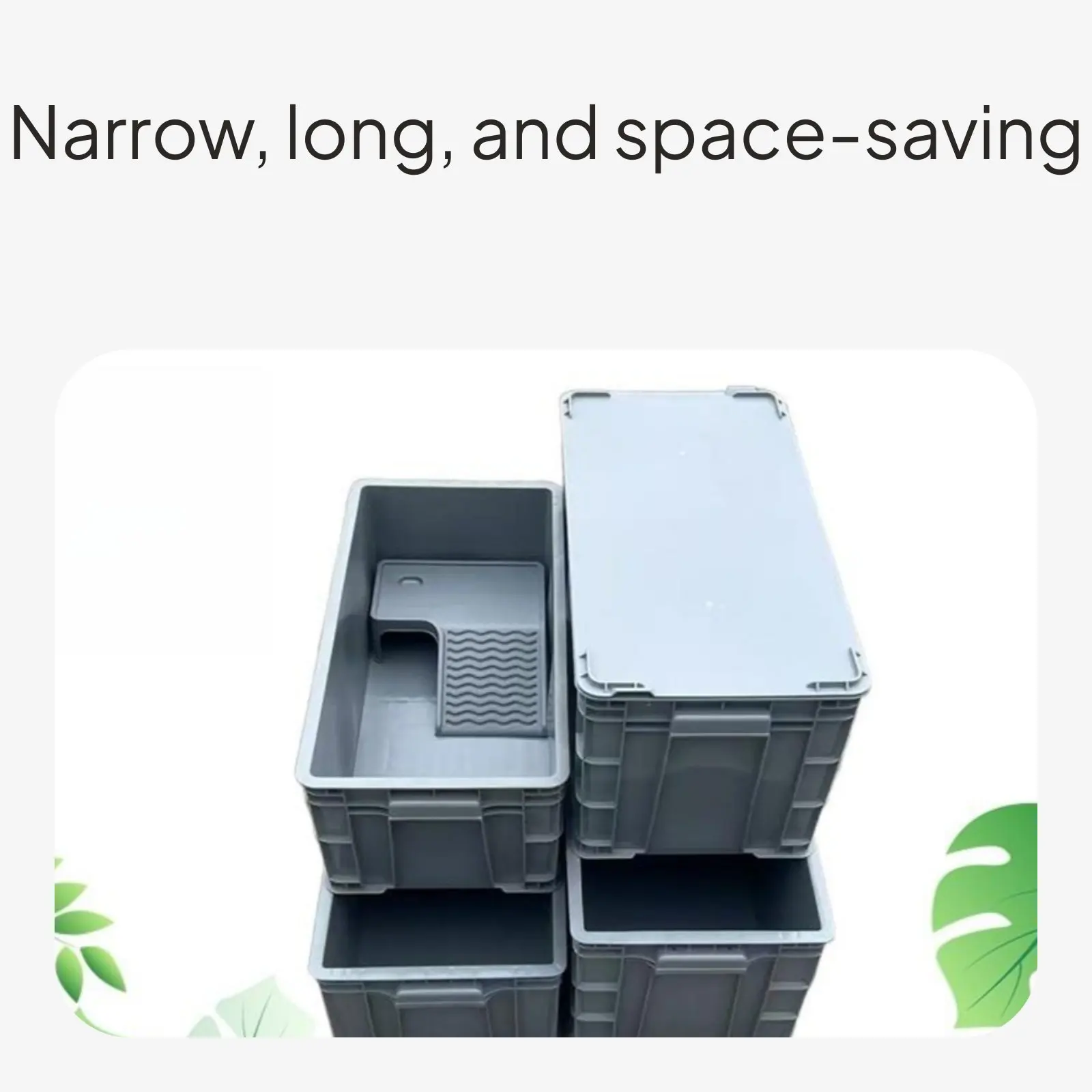 Rectangular Turtle Habitat with Drain, Space-Saving Design