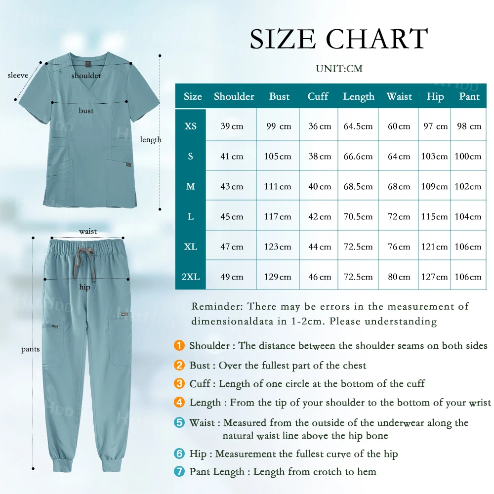 Fashion Scrubs Uniforms Sets Elastic Waist Scrub Tops Fit Pants Hospital Nurse Work Medical Wear Suits Lab Coat Surgical Uniform
