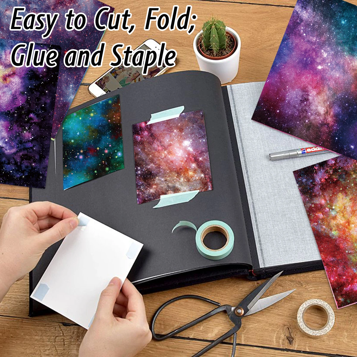 Space Galaxy Themed Scrapbook Paper 24Pcs/Pack Colorful Galaxy Star Background Party Scrapbook Paper Decoration Colored Paper