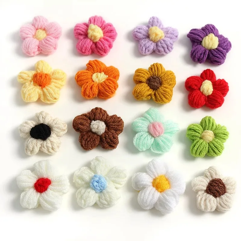 3.5cm Wool Flower Stickers DIY Shoes and Hats Handicrafts Sewing Clothes Colorful Hair Clips Decorative Accessories Puff Pompom