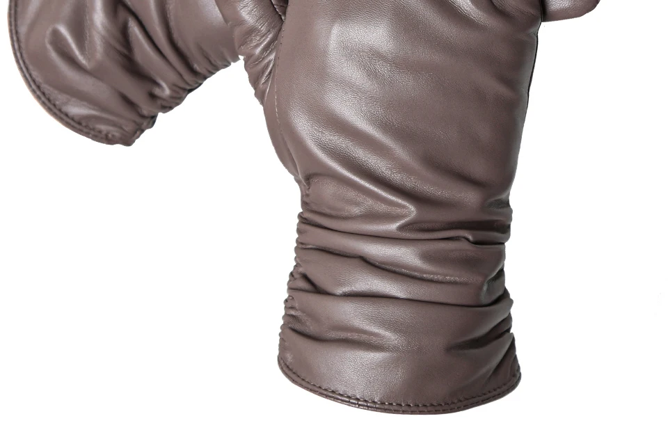 Gants en peau de mouton pour femmes, hiver chaud plus velours court et mince écran tactile couleur de conduite gants en cuir pour femmes de haute qualité-2081