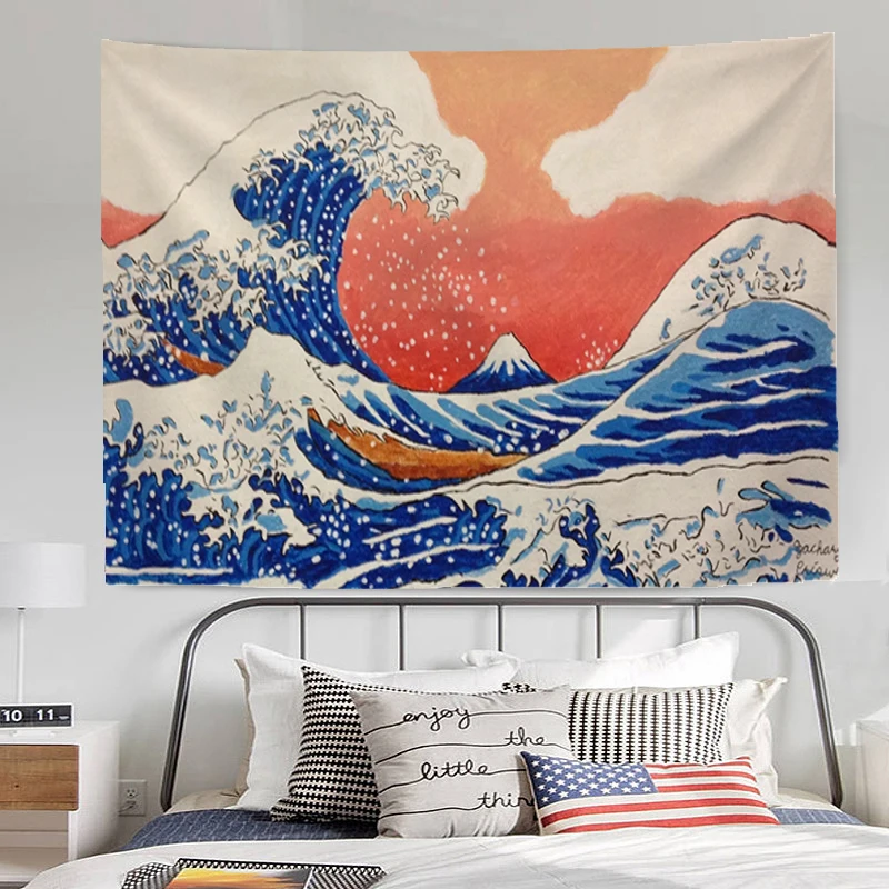 

Wallpaper Tapestry Aesthetic Japan Kanagawa Wave Wall Decor Home Decoration Accessories Tapestries Headboards Room Bedroom Art