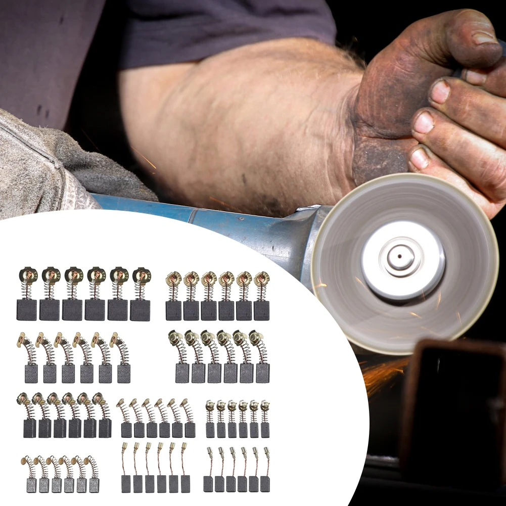 60Pcs Electric Motor Carbon Brushes 10 Sizes Carbon Motor Brushes Multifunction Rotary Power Tool Brushes for Most Power Motors