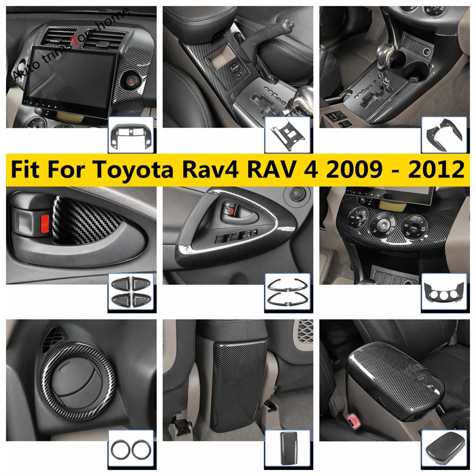 

Hand Brake Frame Gear Shift Panel Armrest Handle Bowl Window Lift Cover Trim For Toyota Rav4 2009 -2012 Carbon Fiber Accessories