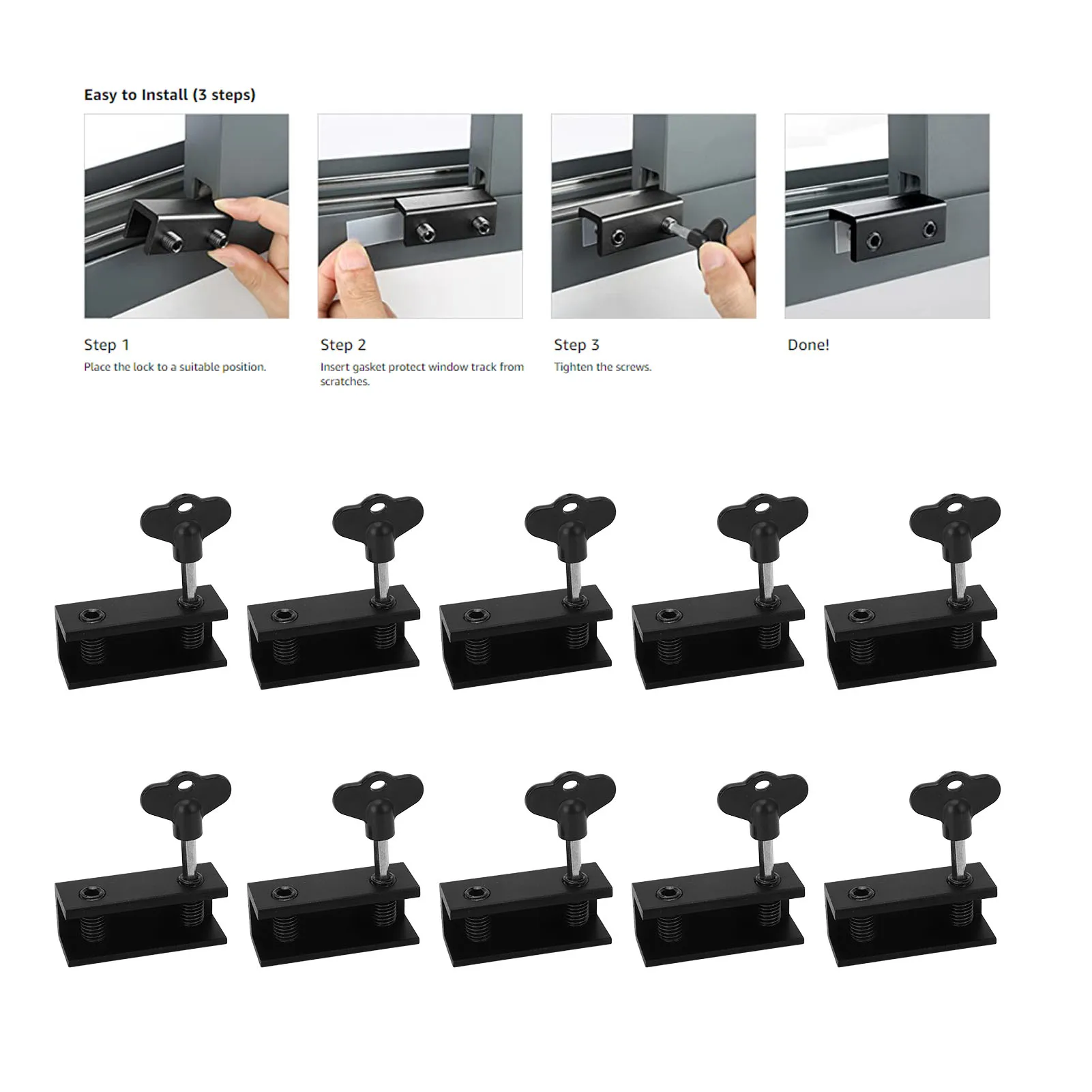 10Pcs Window Lock 2 Holes Sliding Stopper Locks for Pets Anti-theft Non Punch Sliding Window Lock
