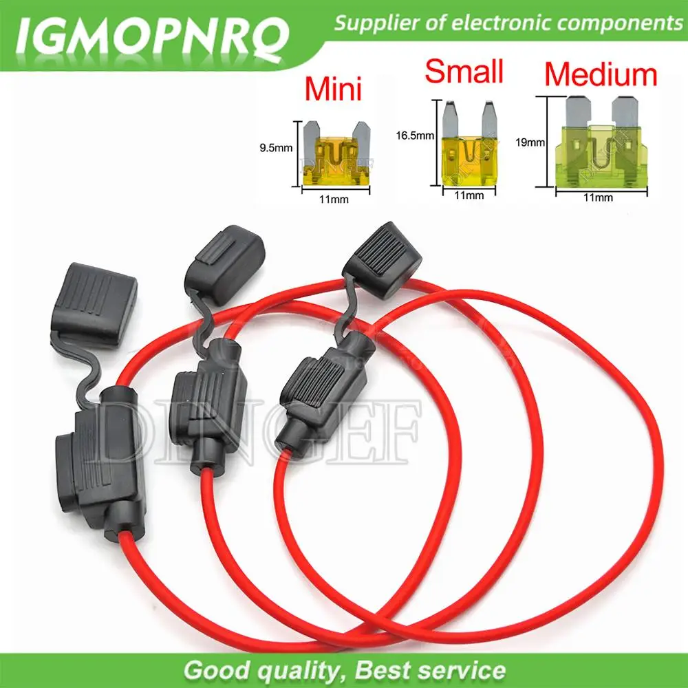 1Set Waterproof 32V Mini/Small/Medium Auto Fuse Holder 18/16/14/12/10AWG Car Blade Fuse 3A 5A 7.5A 10A 15A 20A