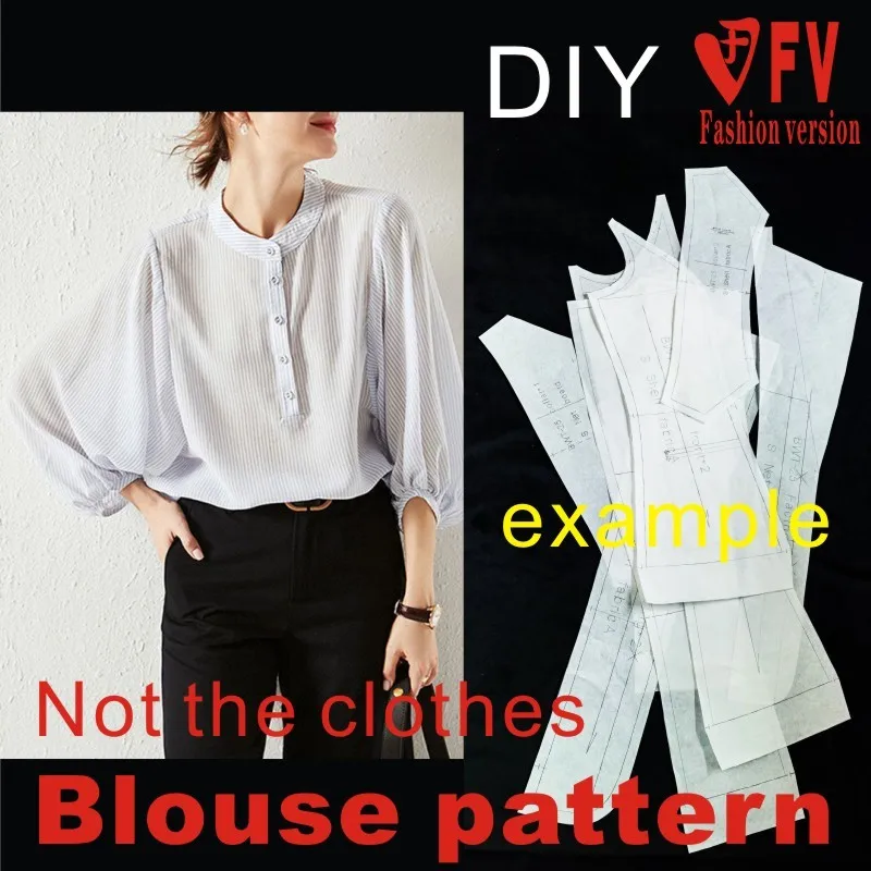 Shirt pattern women's stand-up collar lantern sleeve top sewing drawing 1:1 garment structure pattern BCY-150