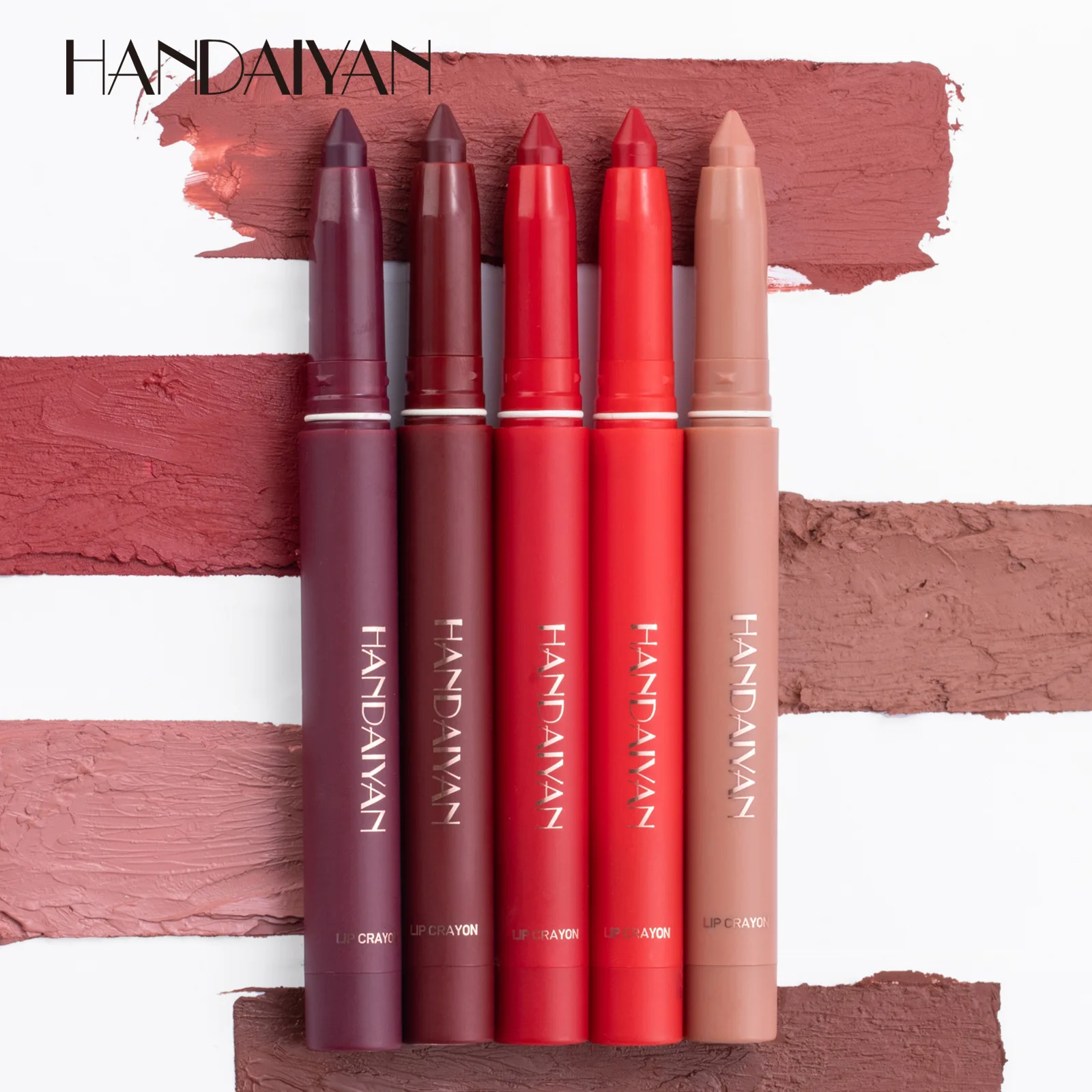 Handaiyan 12 Colors Lip Liner Matte Waterproof Velvet Nude Lipstick Pencil Sexy Red Brown Pigments Makeup Long Lasting 3