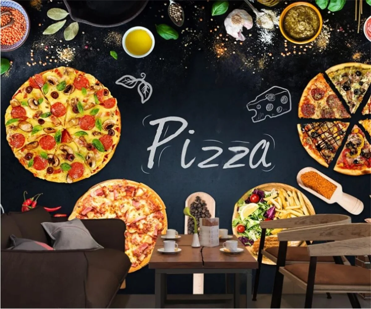 

Custom Wallpaper Mural HD Western Restaurant Burger Pizza Restaurant Background Wall photo Dining Decoration Mural 3d wallpaper