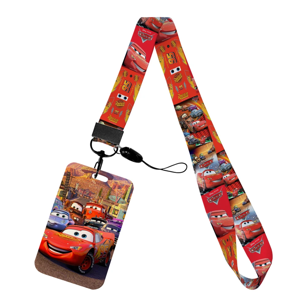 Disney Movie Cars Lightning McQueen Keychains Lanyard Rope for ID Card Employee Card Badge Holders Student ID Card Lanyard Set 5
